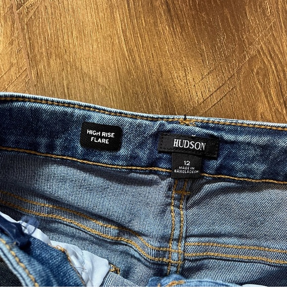 HUDSON High Rise Flare Jeans Size 12 Acid Wash Y2K Preppy Academia Grunge - Picture 5 of 5